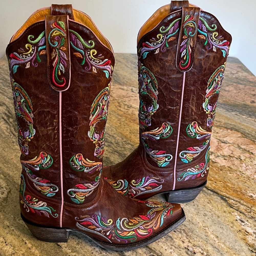 Old Gringo Dulce Calavera Multi Color 
Sugar Skull Boots Size 8 Worn 1X - Picture 6 of 9